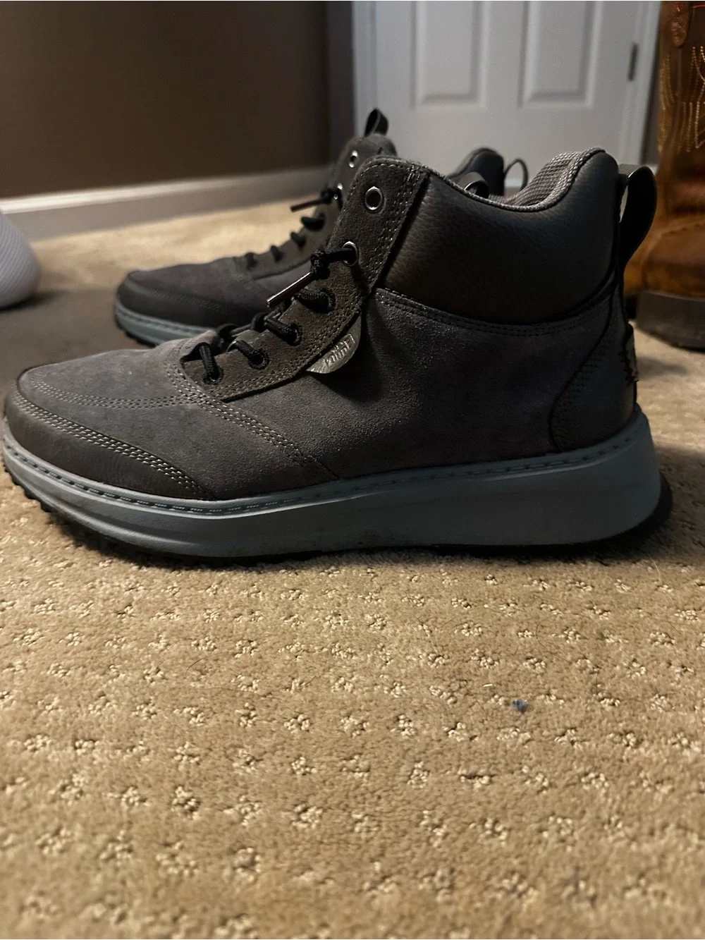 Hey Dude Charcoal Suede Lace-Up Men's Boots